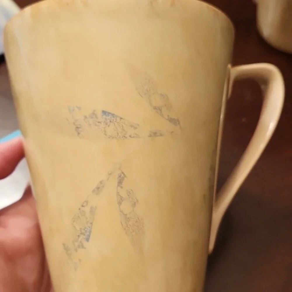 Pier 1 Set of 2 Stoneware Green Mugs